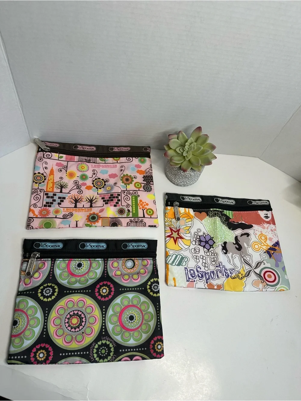 Lesportsac Colorful Patterned Bandana Set - Pink, Black, Green, Yellow